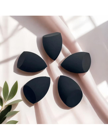 12 Esponjas de Maquillaje Negras Wiko Reutilizables Sin Látex