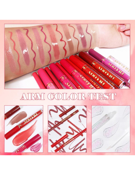 Juego de 13 Piezas de Lápiz y Brillo Labial MooGlamor