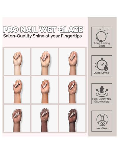 Esmalte de Uñas Pro Nail Wet Glaze Clear 70.87 g - Acabado Brillante