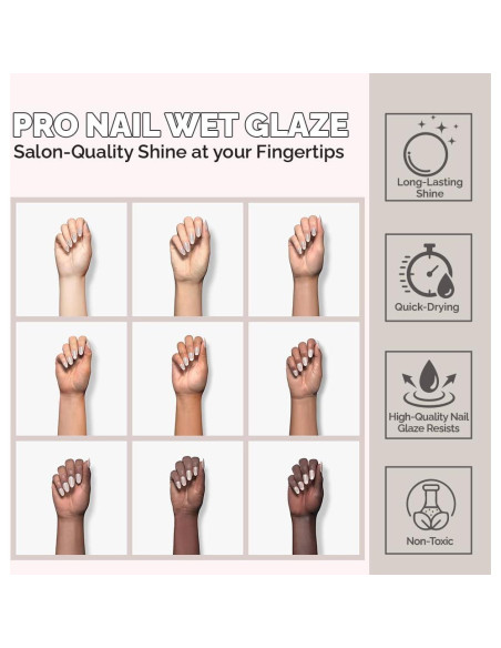 Esmalte de Uñas Pro Nail Wet Glaze Clear 70.87 g - Acabado Brillante