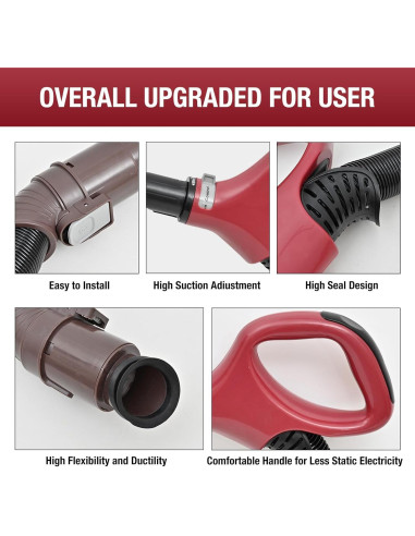 Mango de Manguera de Reemplazo Gygbvo ZU560 Rojo para Shark