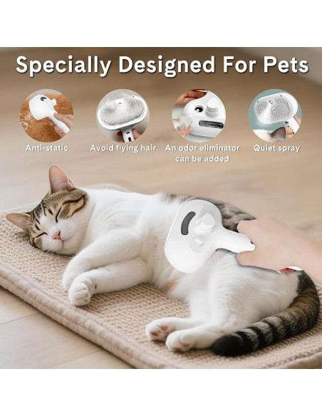 Cepillo de Vapor para Mascotas HESUSLA 2 en 1 Antiestático