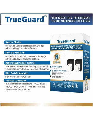 Filtros HEPA TRUEGUARD R para Purificadores de Aire - 6 Filtros + 8 Prefiltros