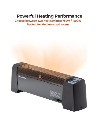Calefactor de Zócalo Comfort Zone CZ650B 1500W Digital Negro