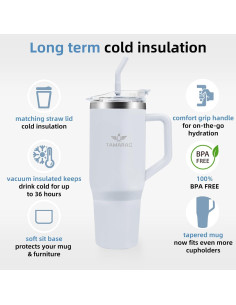 Taza aislada de 1.18 L Tamarac con asa y tapa a prueba de fugas 2