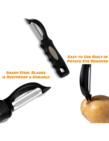 Pelador de Verduras Giratorio Genérico - Acero Inoxidable Negro