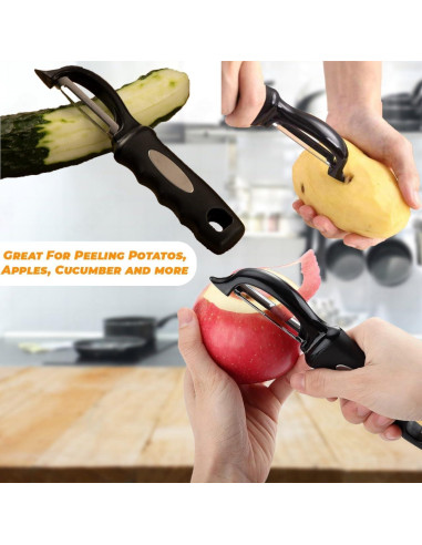 Pelador de Verduras Giratorio Genérico - Acero Inoxidable Negro