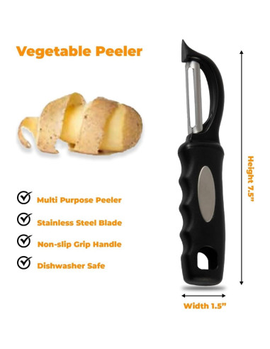 Pelador de Verduras Giratorio Genérico - Acero Inoxidable Negro