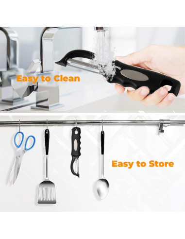 Pelador de Verduras Giratorio Genérico - Acero Inoxidable Negro