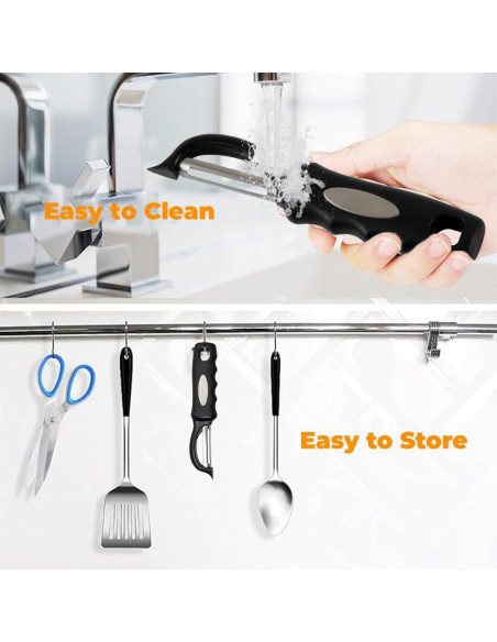 Pelador de Verduras Giratorio Genérico - Acero Inoxidable Negro