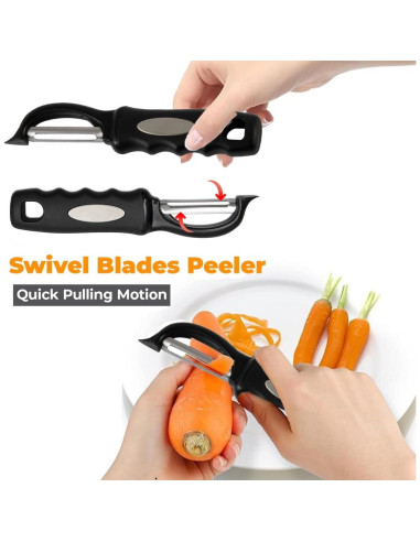 Pelador de Verduras Giratorio Genérico - Acero Inoxidable Negro