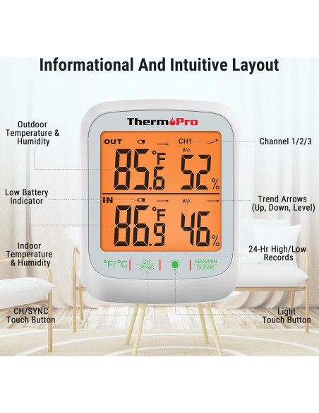 Termómetro Inalámbrico ThermoPro TP260B para Interior y Exterior Termómetro Inalámbrico ThermoPro TP260B para Interior y Exterior