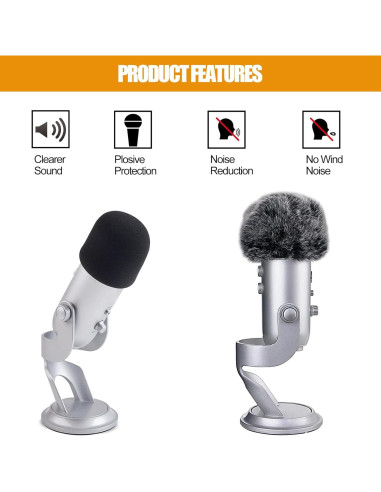 Cubierta de espuma para micrófono Blue Yeti y Yeti Pro - 3 piezas