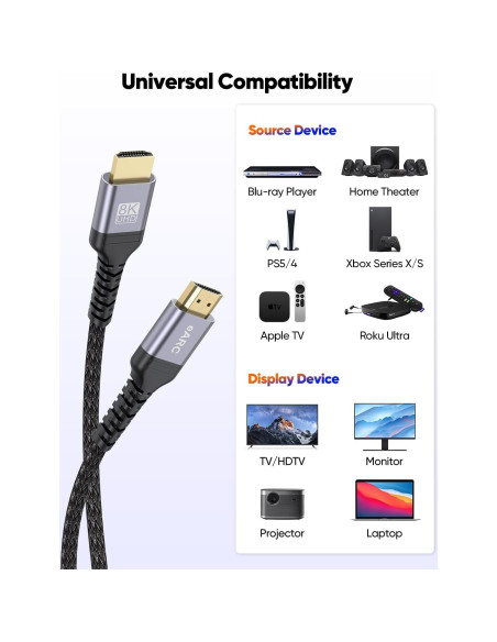 Cable HDMI eARC 8K 1.0m ZeniKon Ultra Alta Velocidad
