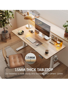 Escritorio de pie eléctrico ajustable TIQLAB 119x61 cm Arce 2