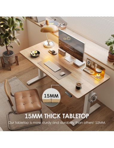 Escritorio de pie eléctrico ajustable TIQLAB 119x61 cm Arce