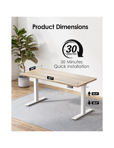 Escritorio de pie eléctrico ajustable TIQLAB 119x61 cm Arce
