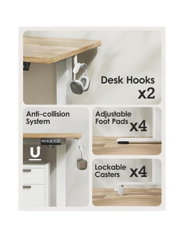 Escritorio de pie eléctrico ajustable TIQLAB 119x61 cm Arce