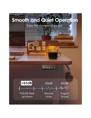 Escritorio de pie eléctrico ajustable TIQLAB 119x61 cm Arce