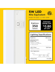 Luz LED Bajo Gabinete Inlight 30.48 cm Regulable 3 Colores 2