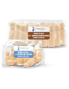 Muñecas de Clavo de Madera 25 Pequeñas 3.5 cm y 20 Grandes 8.9 cm Woodpeckers