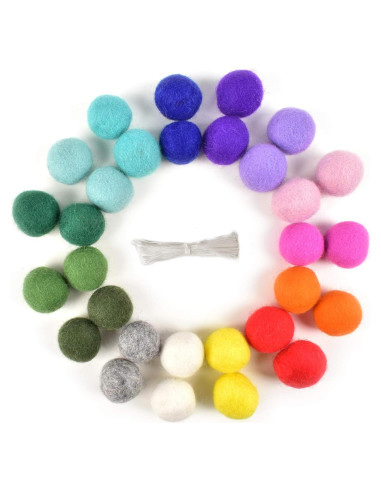 Bolas de Fieltro de Lana Luckforest 30 Piezas 2 cm 15 Colores