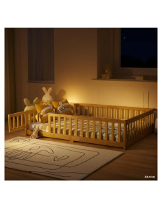 Cama Montessori Completa DNYN Natural con Barandillas de Seguridad