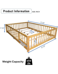 Cama Montessori Completa DNYN Natural con Barandillas de Seguridad 2