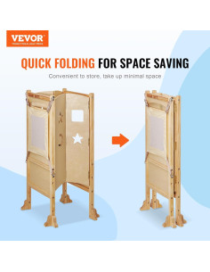 Taburete Plegable para Niños VEVOR de Madera Natural 3 Alturas 2