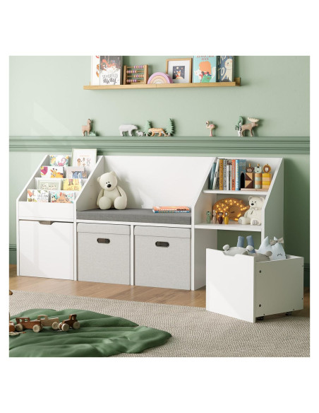 Rincón de Lectura para Niños ONEINMIL 170 cm con Estantería y Cojín