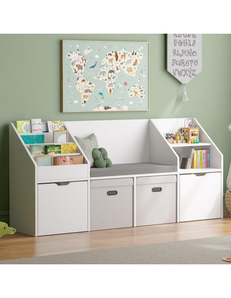 Rincón de Lectura para Niños ONEINMIL 170 cm con Estantería y Cojín