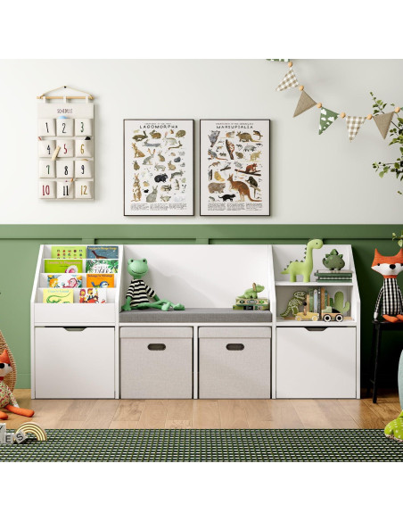 Rincón de Lectura para Niños ONEINMIL 170 cm con Estantería y Cojín
