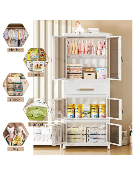 Armario portátil MU TU HD para niños con ruedas y 4 compartimentos