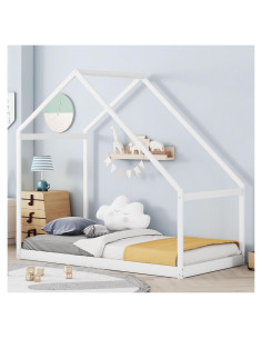 Marco de Cama Gemelo Merax Casa Madera Montessori 200x102cm