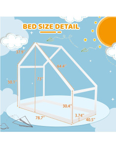 Marco de Cama Gemelo Merax Casa Madera Montessori 200x102cm 2