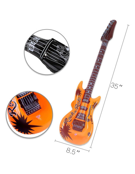12 Guitarras Inflables de Colores Novelty Place 89cm para Fiesta