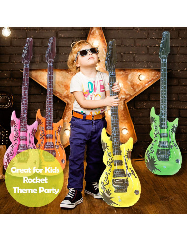 12 Guitarras Inflables de Colores Novelty Place 89cm para Fiesta