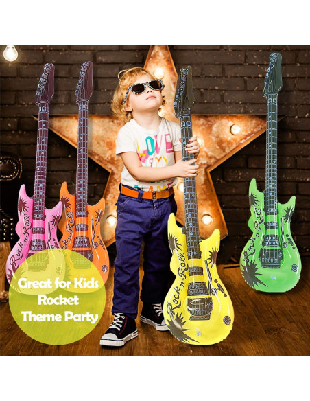 12 Guitarras Inflables de Colores Novelty Place 89cm para Fiesta