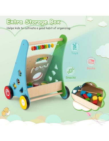 Caminador de Madera BABY JOY para Bebés - Juguete Educativo Multifuncional