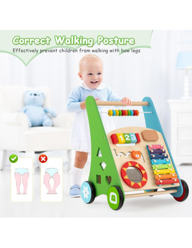 Caminador de Madera BABY JOY para Bebés - Juguete Educativo Multifuncional