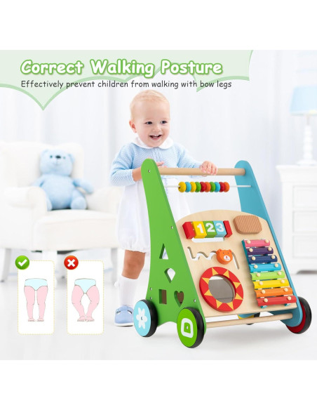 Caminador de Madera BABY JOY para Bebés - Juguete Educativo Multifuncional Caminador de Madera BABY JOY para Bebés - Juguete Educativo Multifuncional