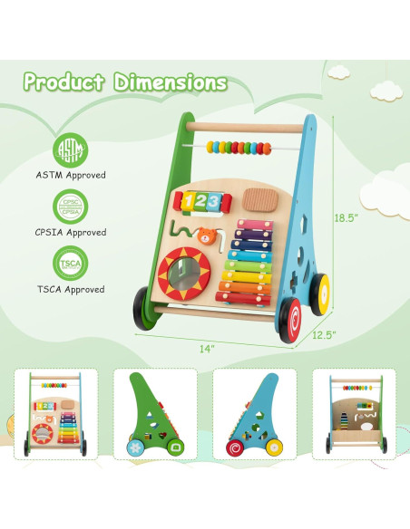 Caminador de Madera BABY JOY para Bebés - Juguete Educativo Multifuncional Caminador de Madera BABY JOY para Bebés - Juguete Educativo Multifuncional