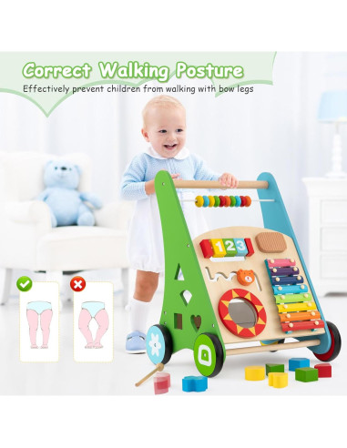 Caminador de Madera BABY JOY para Bebés - Juguete Educativo Multifuncional