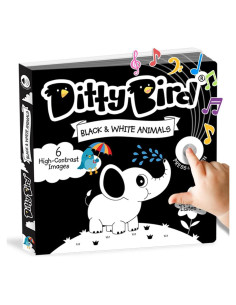Libro Sonoro para Bebés Ditty Bird en Blanco y Negro 0-3 Años