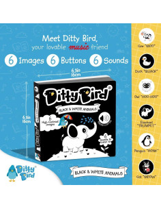 Libro Sonoro para Bebés Ditty Bird en Blanco y Negro 0-3 Años 2