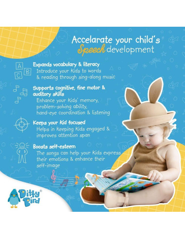 Libro Sonoro para Bebés Ditty Bird en Blanco y Negro 0-3 Años