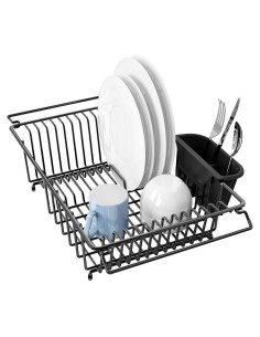 Estante de Secado de Platos Simple Houseware Grande Acero Inoxidable Negro