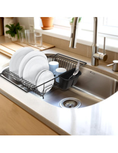 Estante de Secado de Platos Simple Houseware Grande Acero Inoxidable Negro 2