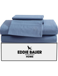 Juego de Sábanas Twin Eddie Bauer 100% Algodón Percal Azul 2