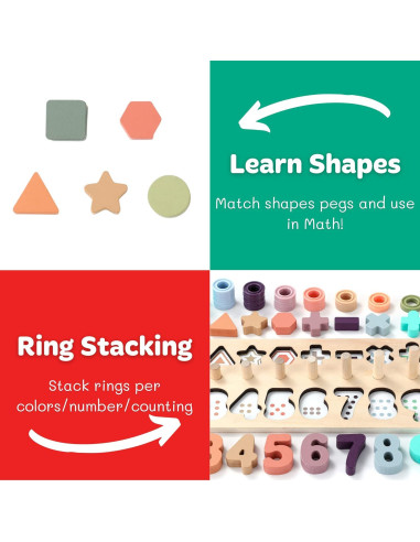 Juguetes Montessori GeroCrew Apilamiento y Conteo 39.37x14.48cm